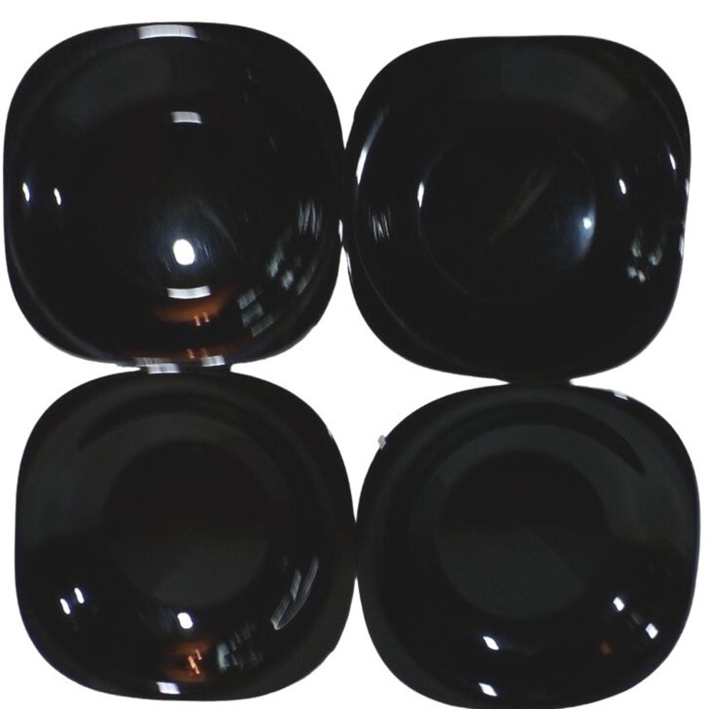 Corelle Black Square Pasta Bowls Four‎ Plates FRANCE MCM Asian 8"
